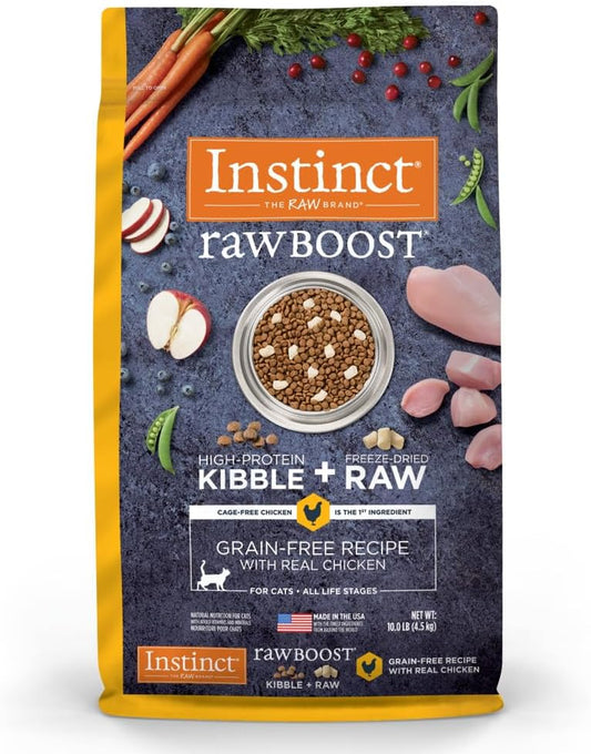 Raw Boost Grain Free Dry Cat Food, High Protein Kibble + Freeze Dried Raw Cat Food