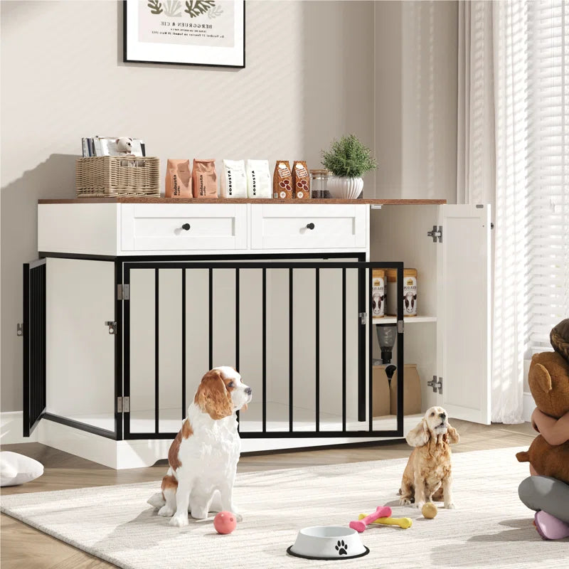 Ansel 47.2" W Big Furniture Style Wooden Large Dog Crate Furniture, Dog Kennel Cage Indoor