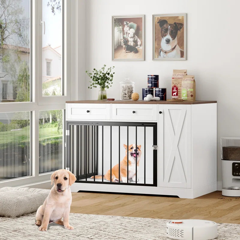 Ansel 47.2" W Big Furniture Style Wooden Large Dog Crate Furniture, Dog Kennel Cage Indoor